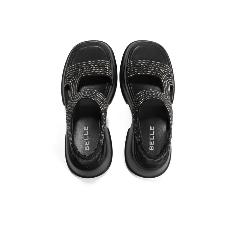 BELLE Stylish Sandals Women's Ecru Black-8