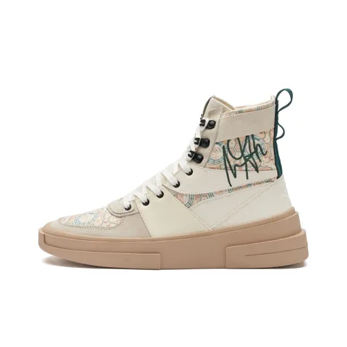 361° AG Chao Ge Skateboard Shoes Men High-Top West Beige