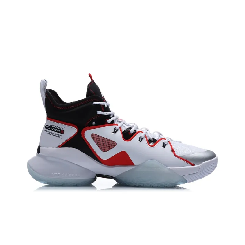LiNing Power 7 Premium Cushioning, Slip Resistant, Abrasion Resistant Support High Top Basketball Shoes Men's White-1