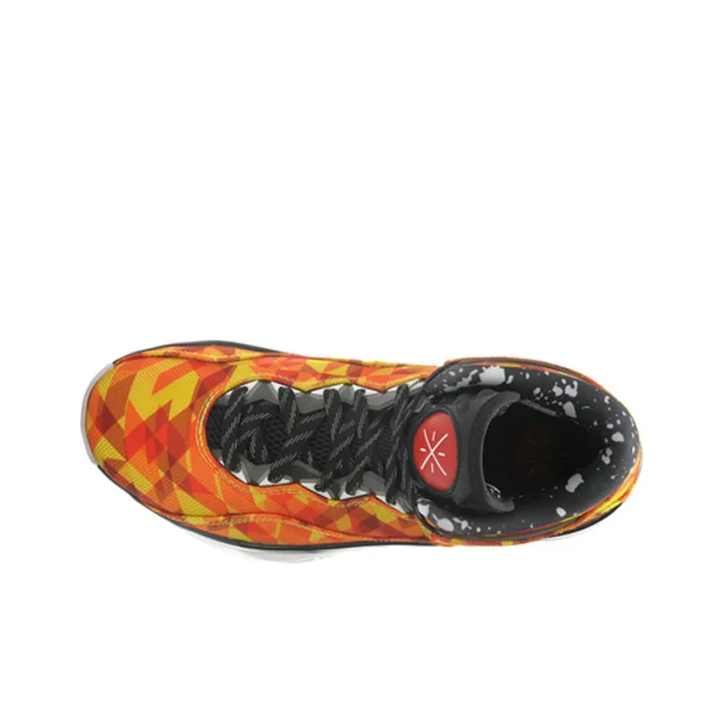 LiNing WOW 3 Non slip Lightweight Mid Top Basketball Shoes Men's Orange Yellow-2