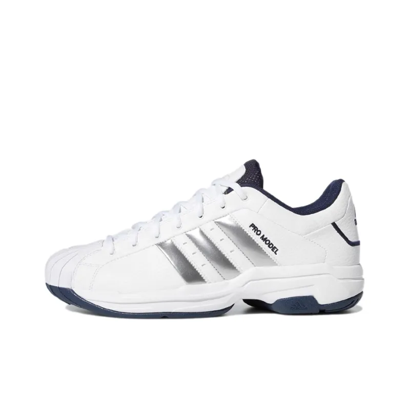 Adidas Pro Model 2G Low 'White Silver Metallic Navy'-0