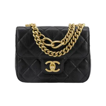 CHANEL Sheepskin Chain Bag Shoulder Bag Crossbody Bag Small Size Women's Black