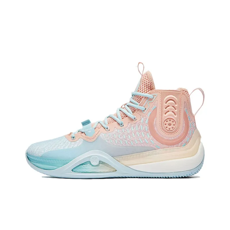 XTEP Royal Wind Generation Anti Slip Wear Resistant High Top Basketball Shoes Men's Blue Pink-0