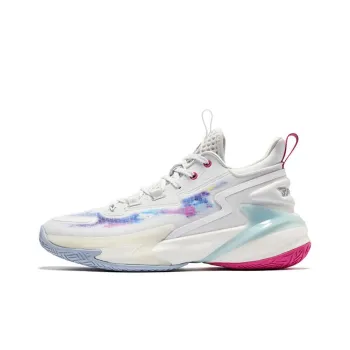 QIAODAN Busters 4ELITE Cushioning Anti Slip And Wear Resistant Mid Top Basketball Shoes Men's White Purple Blue