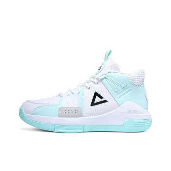 PEAK Cushioning Anti Slip And Wear Resistant High Top Basketball Shoes White Green