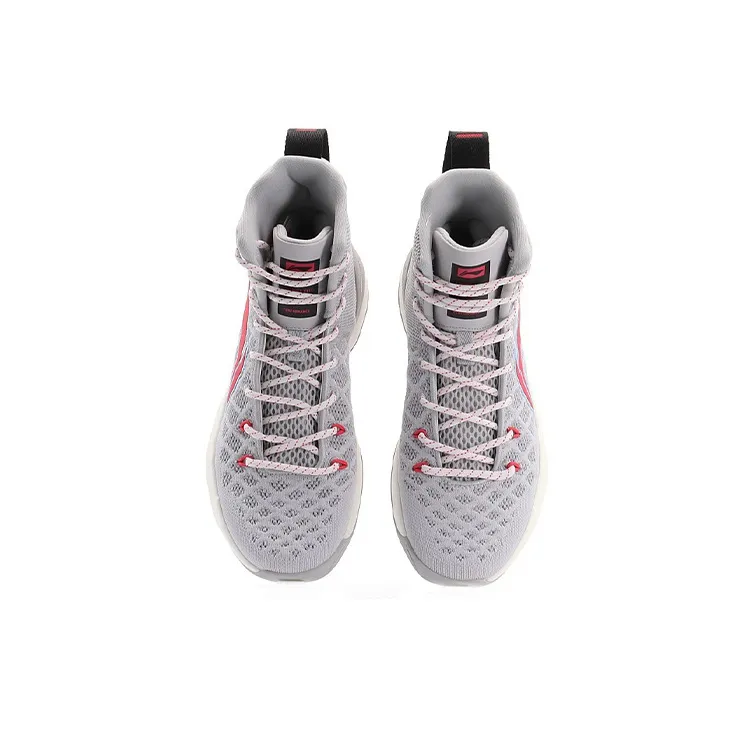 LiNing YuShuai 13 Cushioning, Slip Resistant, And Abrasion Resistant High Top Basketball Shoes Unisex Gray White-3
