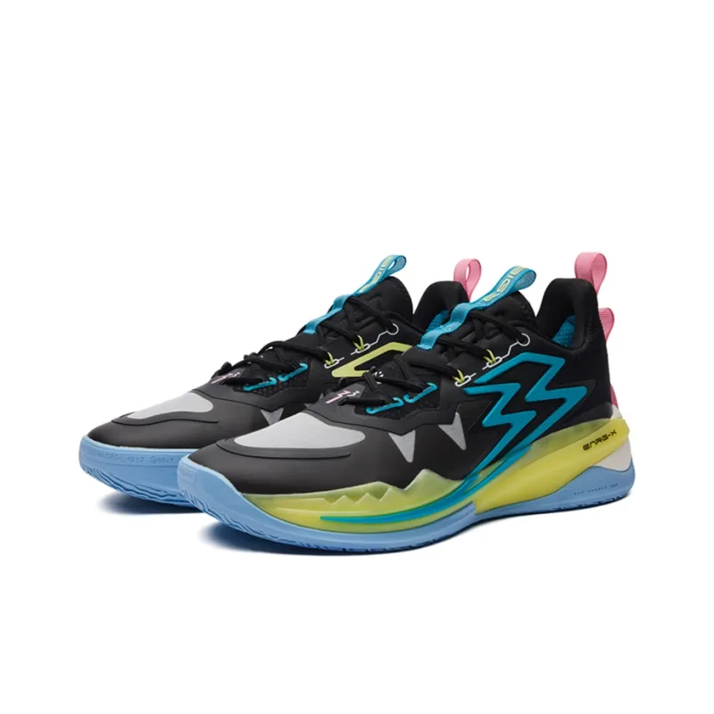 361° Big3 3.0 Basketball Shoes Men Low Top Obsidian Black/Lemon Green-2