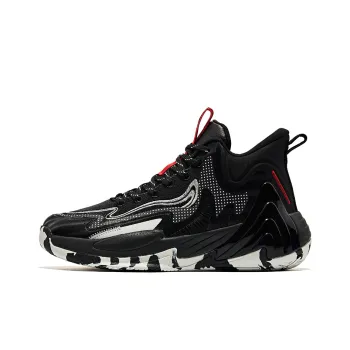 Erke Cushioning Anti Slip And Wear Resistant Mid Top Basketball Shoes Men's Black Gray