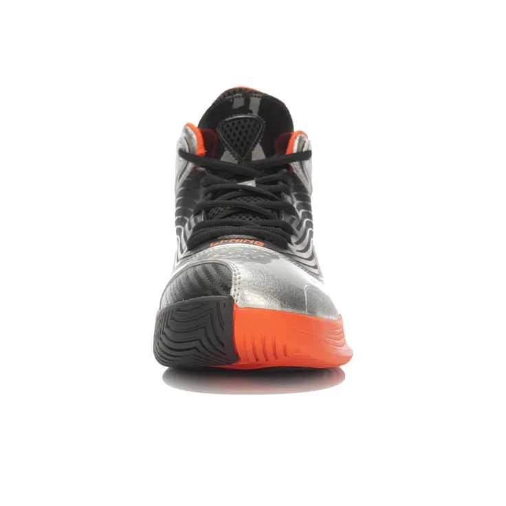LINING Killer Whale II Basketball Shoes Unisex High-Top Silver/Black/Orange-3
