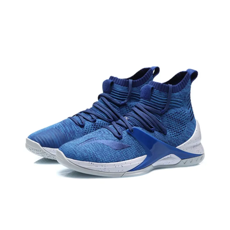 LiNing Blockade Slip Resistant Cushioning High Top Basketball Shoes Men's Storm Blue-2
