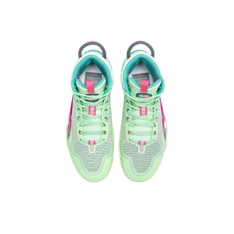 LiNing Badfive 3 Cushioning Anti Slip And Wear Resistant Mid Top Basketball Shoes Men's Green Purple-2