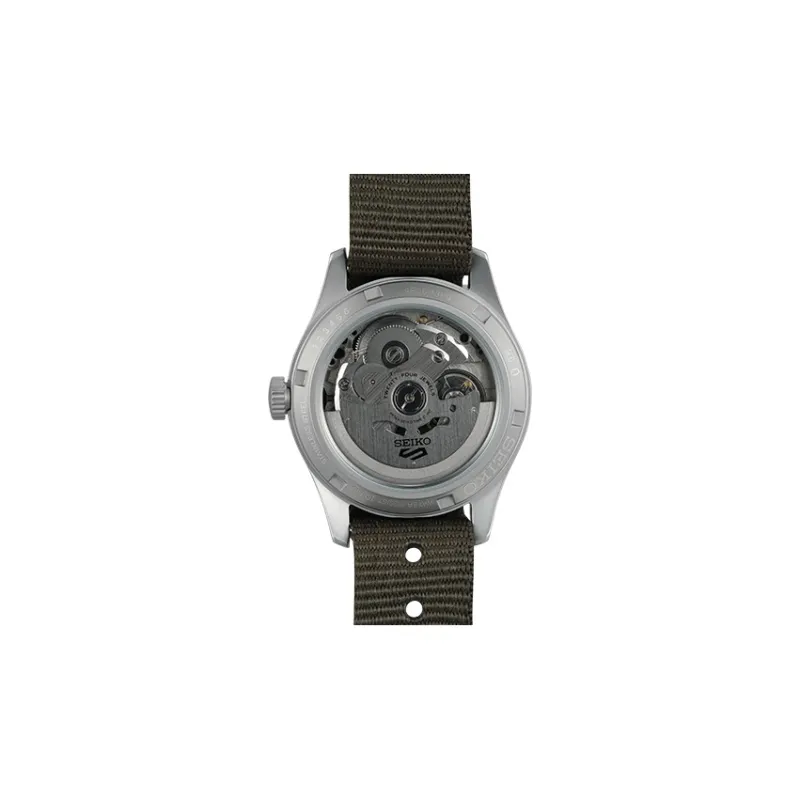 SEIKO Automatic Mechanical Movement Canvas Strap Watch Men's Watches Black Dial-5