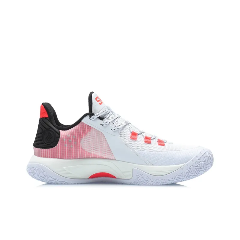 LiNing Speed 7 Cushioning Anti Slip Wear Resistant Coverage Support Rebound Low Top Basketball Shoes White Black Red-1