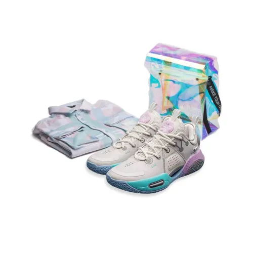 LINING All City 9 Basketball Shoes Women's Low-Top White/Blue/Pink