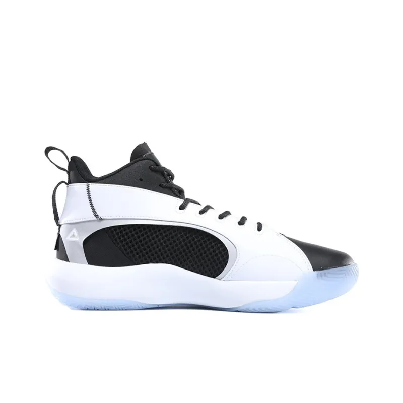 PEAK Shock Absorbers Slip Resistant, Abrasion Resistant, Breathable High Top Basketball Shoes Men's Black White-1