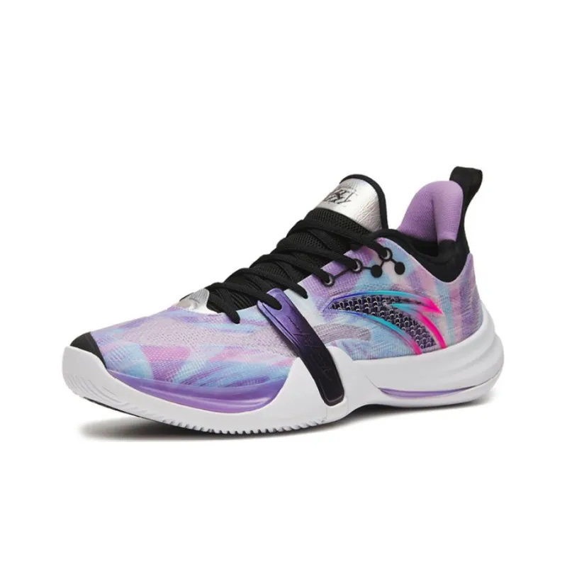Anta Crazy 4 Team Cushioning Anti Slip And Wear Resistant Low Top Basketball Shoes Men's Purple Black-2