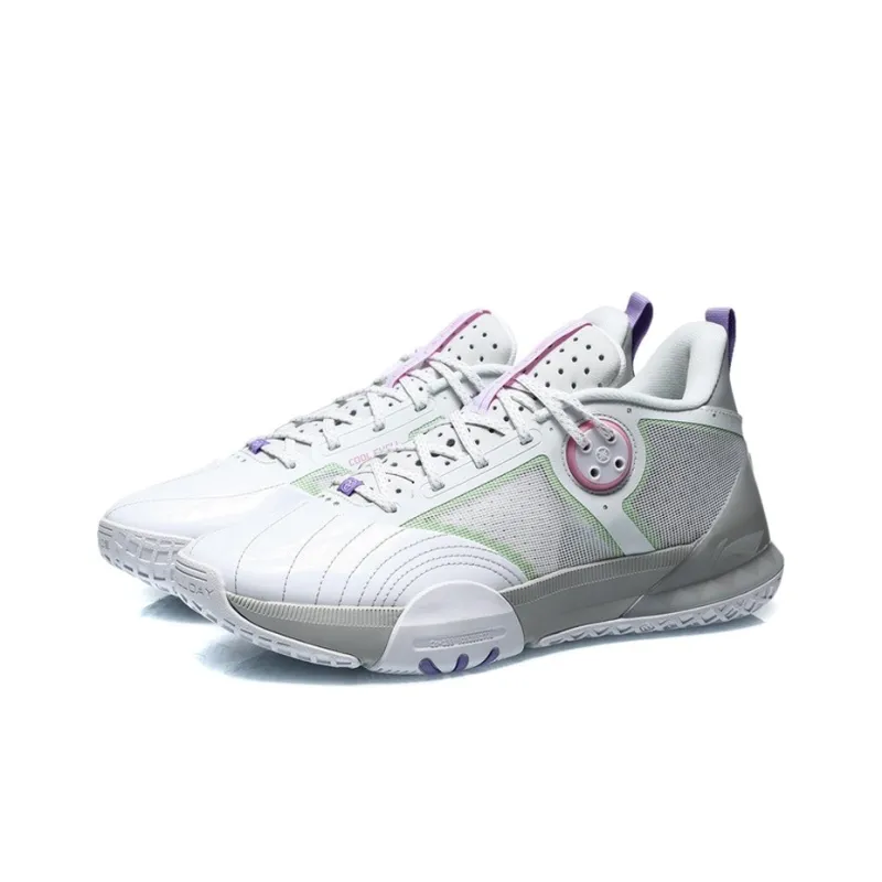 LiNing 6 Throughout The Day Cushioning Anti-Slip Wear-Resistant Breathability Low-Top Basketball Shoes White Gray-2