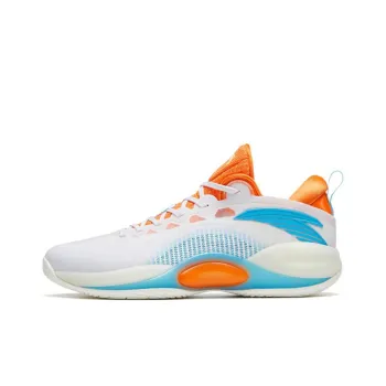 Anta Cement Bubble 3 Anti Slip Wear Resistant Low Top Basketball Shoes White Blue Orange