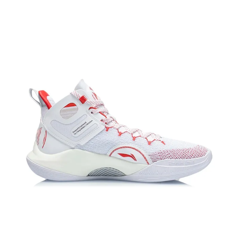 LiNing CJ-1 CJ 1 Wear-Resistant Slip-Resistant Cushioning Mid-Top Performance Basketball Shoes White Red-1