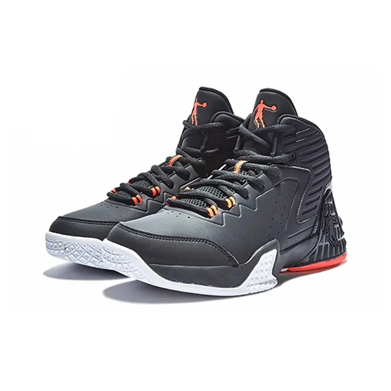 QIAODAN Grinding 1 Basketball Shoes Men High Top Black Orange-2
