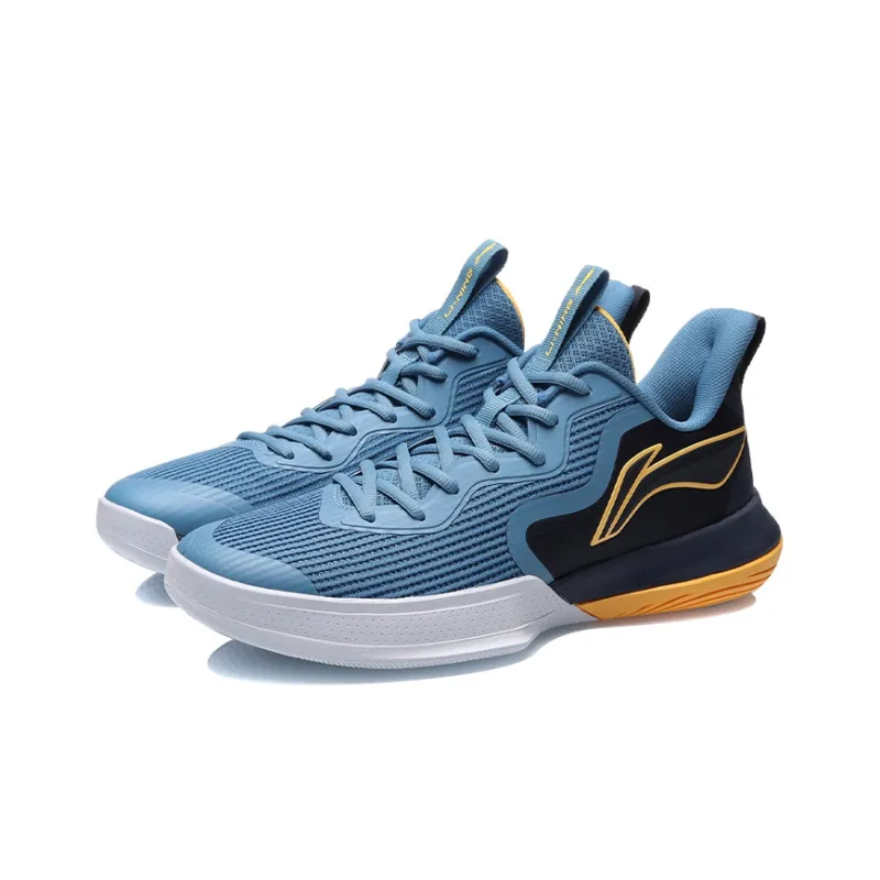 LINING Flash Basketball Shoes Men Low Top Blue/Black/Yellow-2
