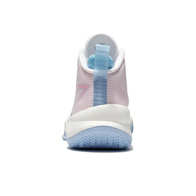 LINING Basketball Shoes Men Mid Top Standard White/Peach Pink-5