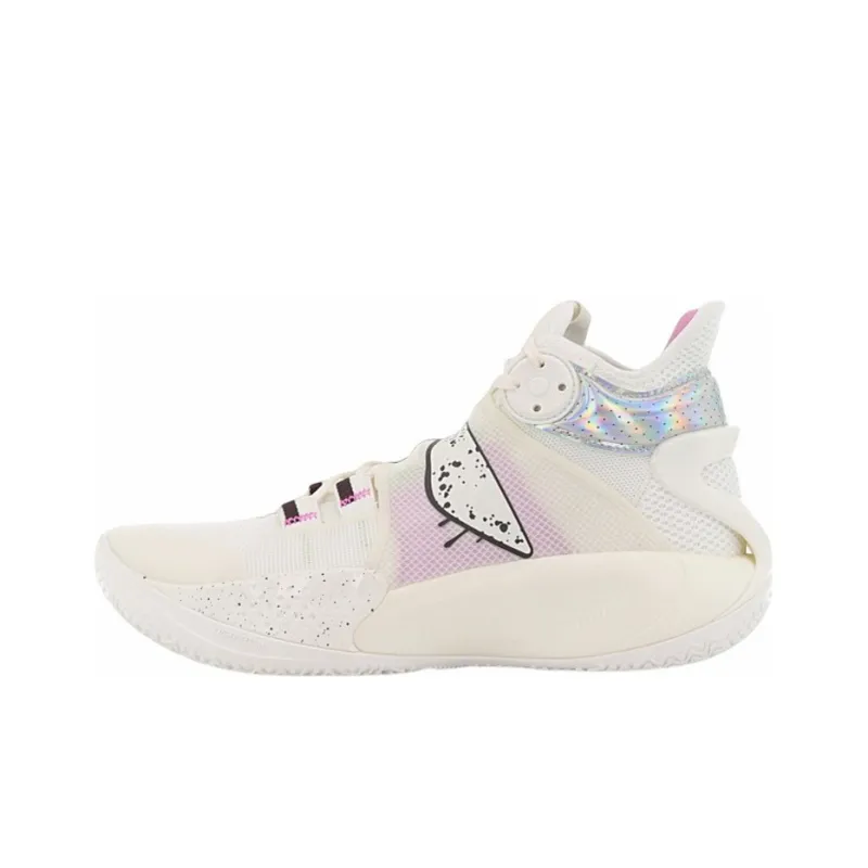 LiNing SONIC 9 Cushioning Anti Slip And Wear Resistant Coverage Support Mid Top Basketball Shoes Men's White-0