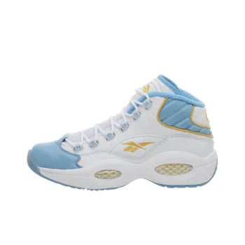 Reebok Question Nuggets Home Cushioning Anti Slip And Wear Resistant High Top Basketball Shoes Men's White Blue