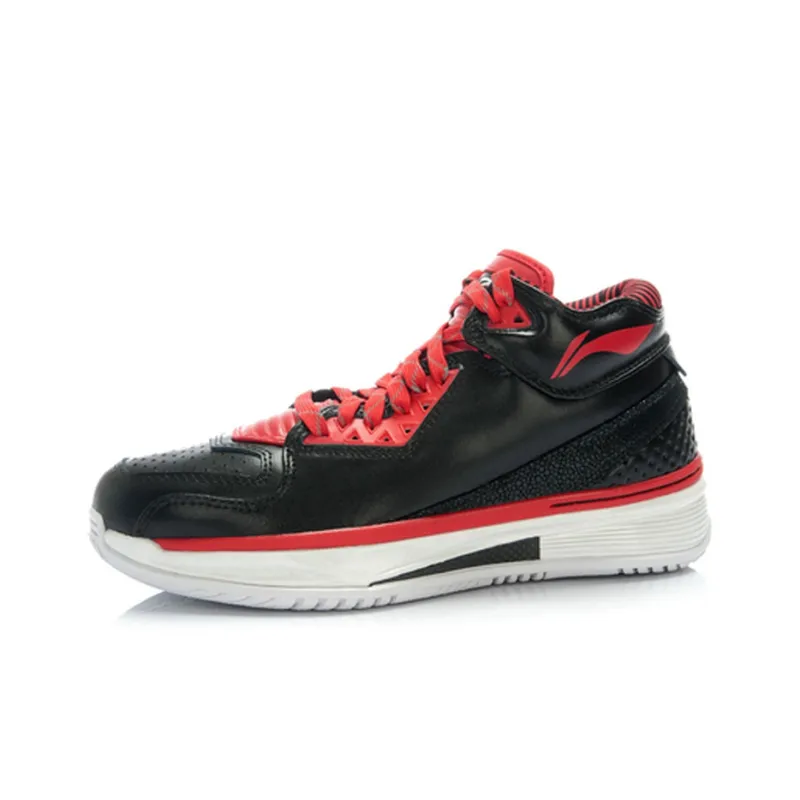 LiNing WOW 2 Rebound Slip Resistant And Abrasion Resistant Mid Top Basketball Shoes Men's Black Red White-1