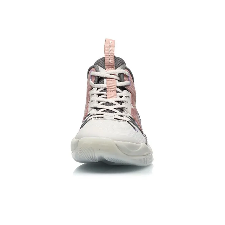 LiNing Liren 1 Cushioning, Slip Resistant, Rebound Mid Top Basketball Shoes Men's White Pink-4