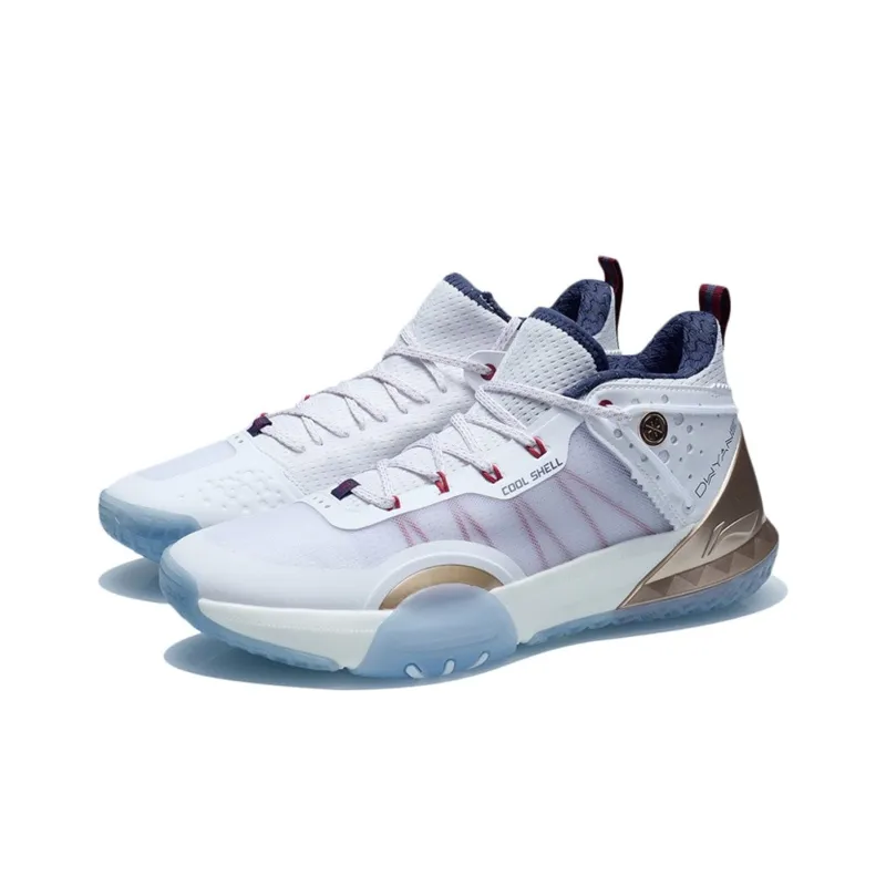 LiNing All Day 6 V2 Cushioning Anti-Slip And Wear-Resistant Coverage Support Mid-Top Basketball Shoes Men's White Blue-2
