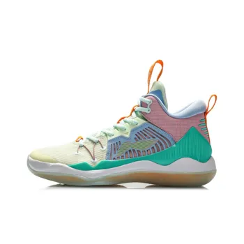 LiNing Liren 1 Cushioning Anti Slip And Wear Resistant Mid Top Performance Basketball Shoes Green Red Blue