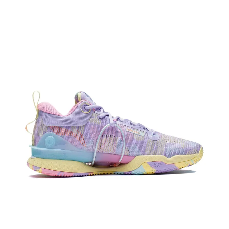 LINING Speed 8 Basketball Shoes Men Low Top Lilac/Light Banana Yellow-1