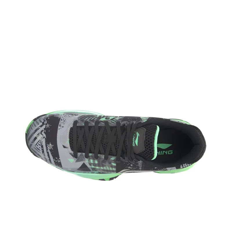 LiNing Night Stalker Cushioning Breathable Low Top Basketball Shoes Men's Green Gray Black-4