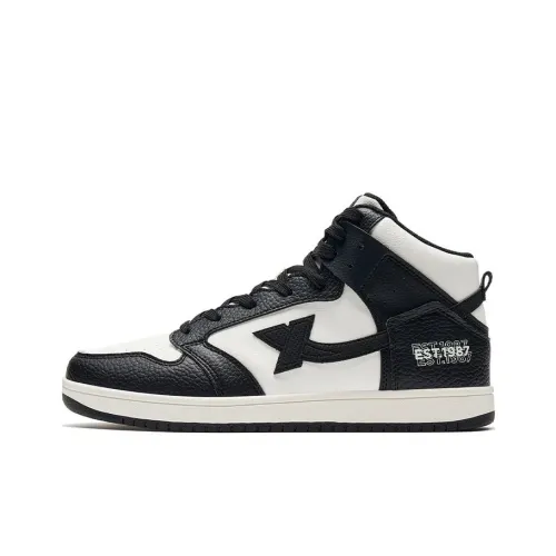 XTEP Skateboard Shoes Men High-Top Black/White