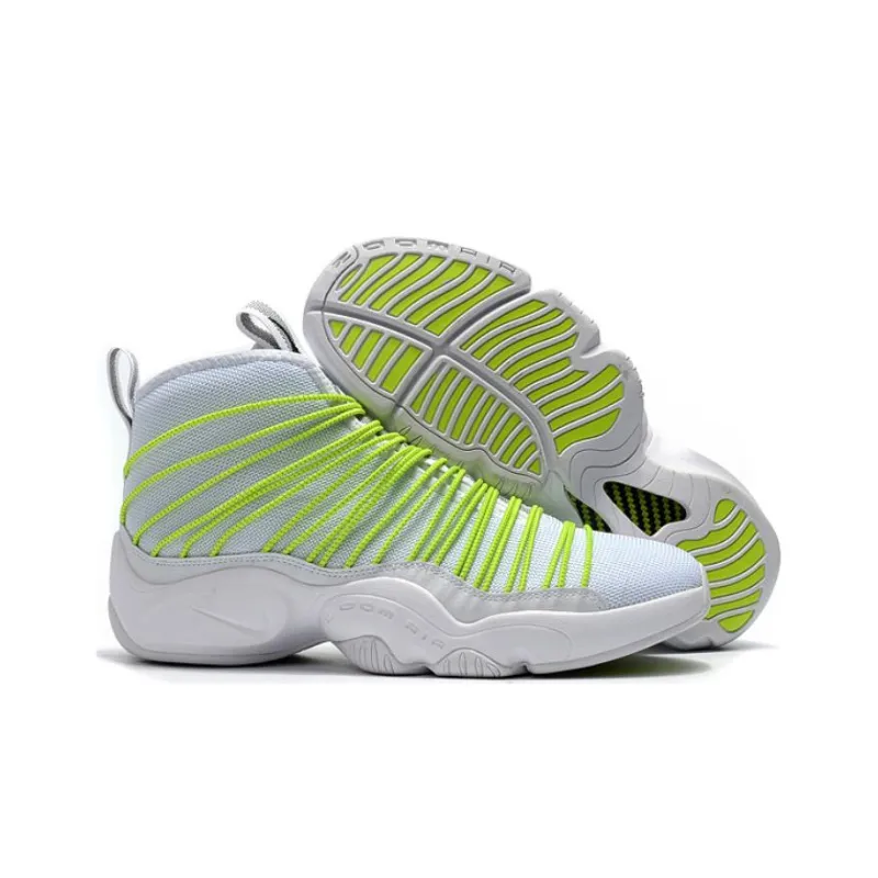 Nike Zoom Cabos Anti-Slip And Wear-Resistant Lightweight Mid-Top Performance Basketball Shoes Men's White Green-2