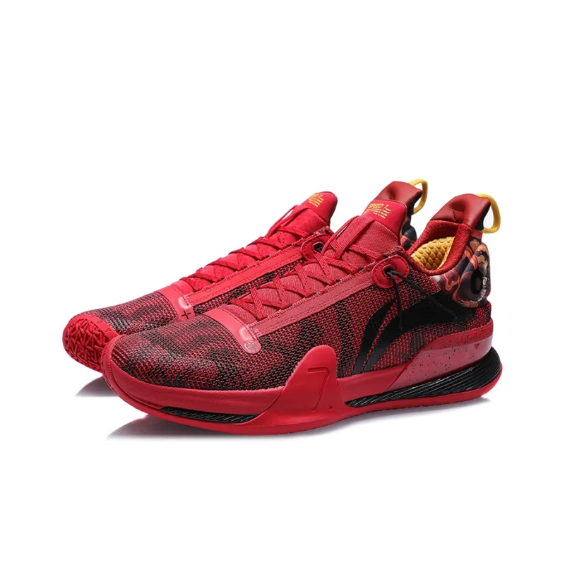 LINING Blitz 7 Premium Basketball Shoes Men Low Top Red/Black-2