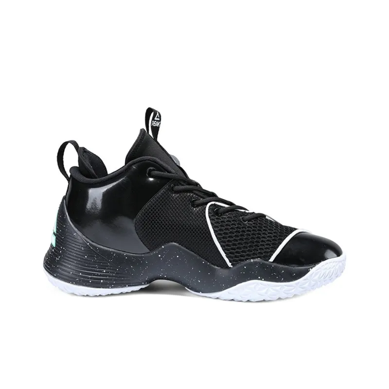 PEAK Slip Resistant Cushioning Abrasion Resistant High Top Performance Basketball Shoes Men's Black White-1