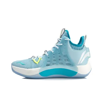 LiNing SONIC 7 Cushioning Anti Slip And Wear Resistant Mid Top Performance Basketball Shoes Blue White