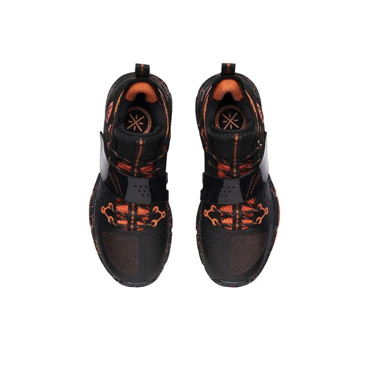 LiNing Wade Block Cushioning Anti Slip And Wear Resistant Coverage Support Low Top Basketball Shoes Black Orange-3
