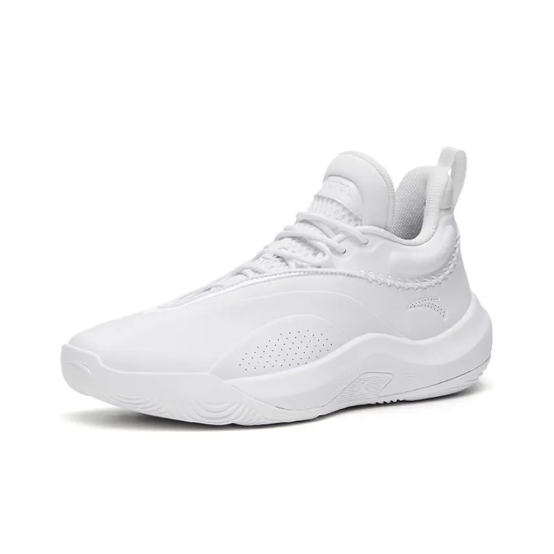 Anta KT Team Cushioning Anti Slip And Wear Resistant Low Top Basketball Shoes Men's Pure White-1