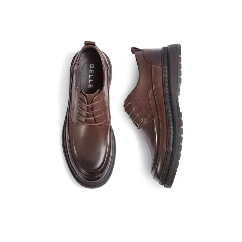 BELLE Dress Shoes Men Low Top Black/Brown-5
