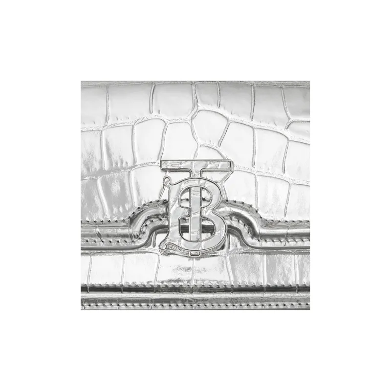 Burberry Calfskin Lock Bag Shoulder Bag Crossbody Bag Mini Women's Silver-5