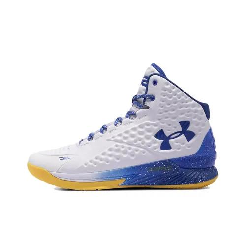 Under Armour Curry 1 Basketball Shoes Men High-Top White/Blue/Yellow