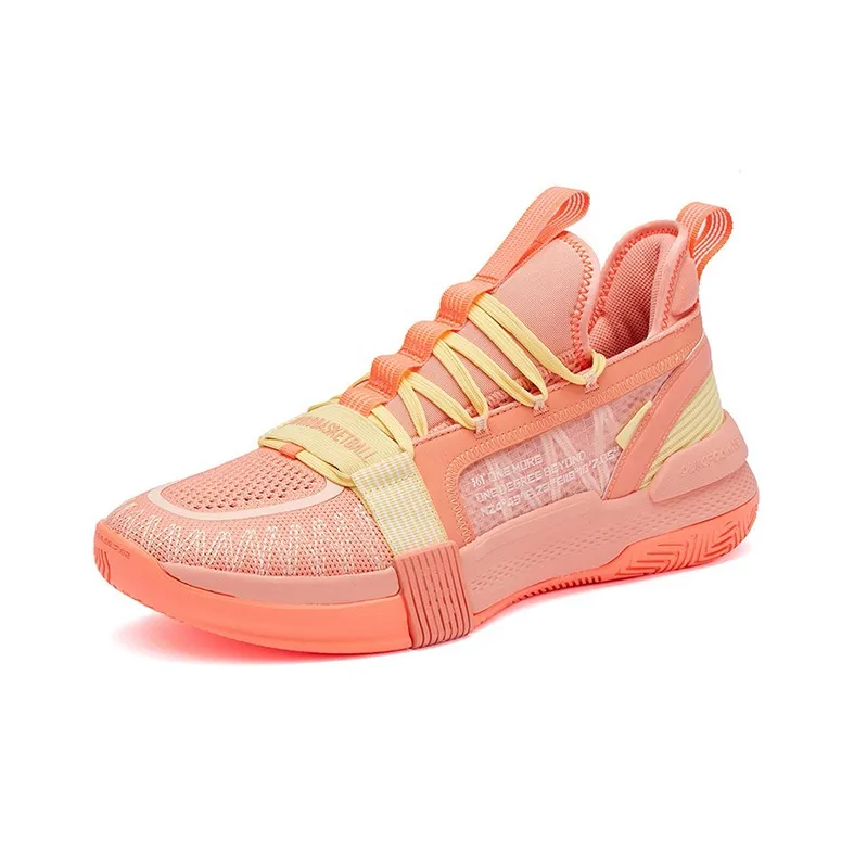 361° Burning Fight Cushioning Anti-Slip And Wear-Resistant Coverage Rebound Low-Top Basketball Shoes Men's Pink Orange-1