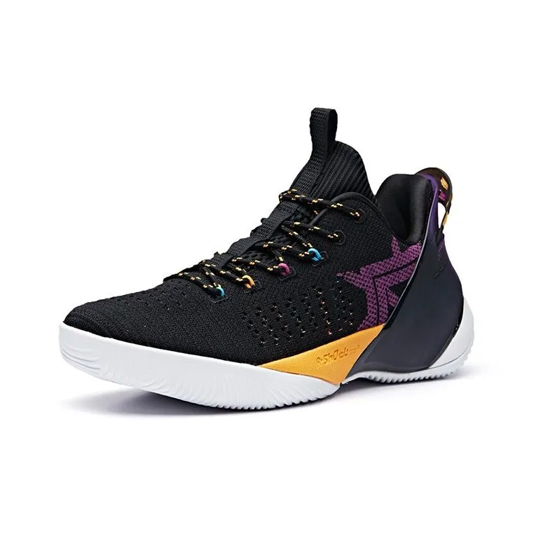 ANTA Basketball Shoes Men Low-Top Black/Yellow/Purple-1