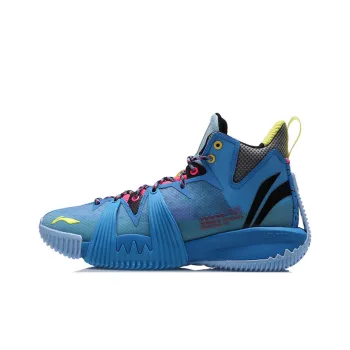 LINING Badfive 1 Basketball Shoes Men Mid Top Xinjiang Blue