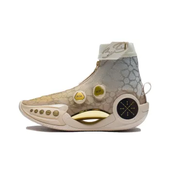 LINING WOW 9 Basketball Shoes Men High Top Crimson Gold/Swan White