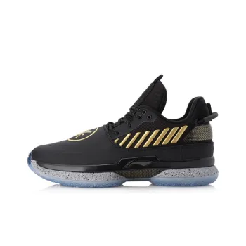 LiNing WOW 7 Anti Slip Wear Resistant Low Top Basketball Shoes Black Gold
