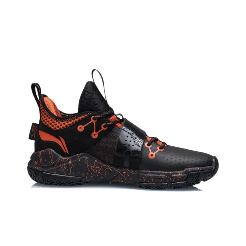 LiNing Wade Block Cushioning Anti Slip And Wear Resistant Coverage Support Low Top Basketball Shoes Black Orange-1